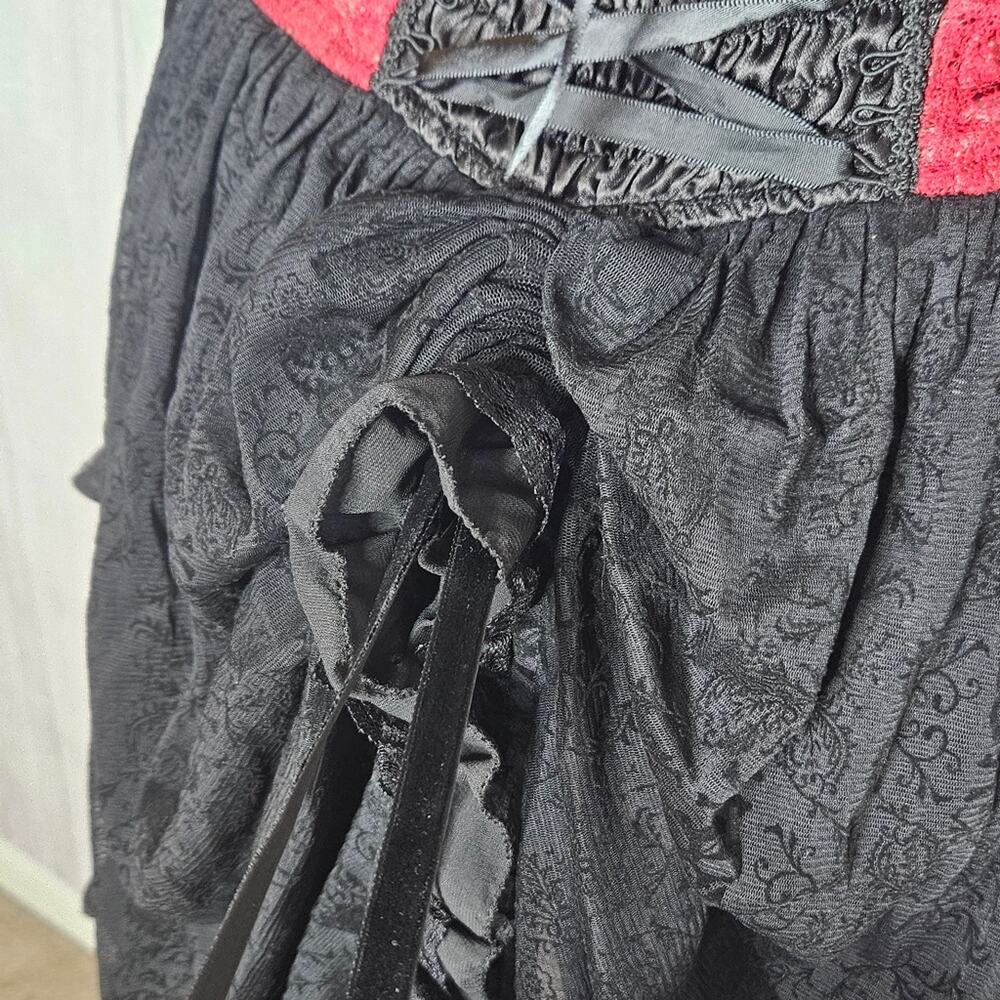 Devil Fashion Steampunk Basque Corset Top with Lace Skirt & Bustle, size M/L - Picture 9 of 10